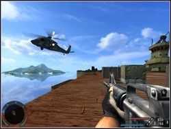 Na pokładzie znajduje się cała masa żołnierzy, a na dodatek obok ciebie lata helikopter - Misja 02 - Carrier w Far Cry - Far Cry - poradnik do gry