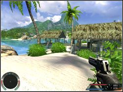 Dopłyń pontonem do brzegu i skieruj się w stronę chatki - Misja 03 - Fort w Far Cry - Far Cry - poradnik do gry