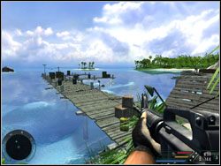 Kiedy teren będzie czysty, wejdź na molo i dojdź do jego końca, aby spotkać się z Doylem - Misja 04 - Pier w Far Cry - Far Cry - poradnik do gry