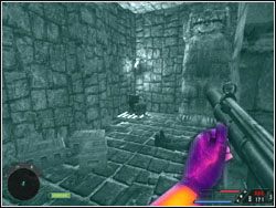 Poszukiwany przez ciebie PDA znajdziesz w małym pokoiku, do którego dostaniesz się idąc po schodkach - Misja 15 - Catacombs | Far Cry - Far Cry - poradnik do gry