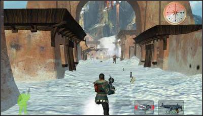 Początkowo będziesz wpadał na pojedynczych wrogów, dopiero po dotarciu do widocznej na screenie ścieżki pojawi się ich więcej - Misja 2 cz.1 | Armed & Dangerous - Armed & Dangerous - poradnik do gry