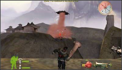 Korzystając z wolnej chwili możesz wysadzić w powietrze widoczny po drugiej stronie przepaści wrogi budynek - Misja 5 cz.3 | Armed & Dangerous - Armed & Dangerous - poradnik do gry