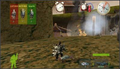 Podchodź do uwalnianych chłopów dzięki czemu przyczepią się do sterowanej przez Ciebie postaci - Misja 9 cz.1 | Armed & Dangerous - Armed & Dangerous - poradnik do gry