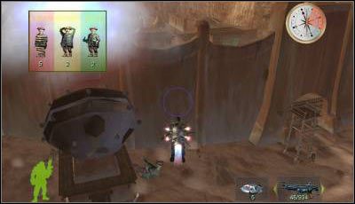 Zauważ, że na drugim końcu planszy znajduje się wysoki mur, przy którym postawiono dodatkowo wieżę rakietową - Misja 11 | Armed & Dangerous - Armed & Dangerous - poradnik do gry