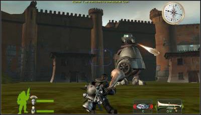 Widoczne na screenie roboty są wrażliwe na Mortara - Misja 20 cz.2 | Armed & Dangerous - Armed & Dangerous - poradnik do gry