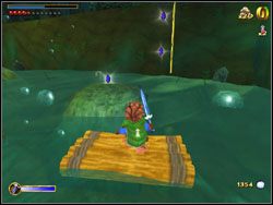 Następnie wskocz na przemieszczającą się po wodzie tratwę, po której dostań się na pierwszą od prawej wysepkę - 06 - Flies and Spiders cz.2 | The Hobbit - The Hobbit - poradnik do gry