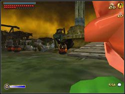 Teraz przemknij między zasiekami z zaostrzonych pali i celnym rzutem kamieniem zdetonuj beczkę koło mostu - 11 - The Clouds Burst cz.2 | The Hobbit - The Hobbit - poradnik do gry