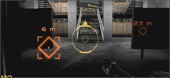 Celownik wskaże Ci kierunek, z którego dochodzą odgłosy poruszającego się szpiega - Jak wytropić szpiega | Najemnik | Tom Clancys Splinter Cell Pandora Tomorrow - Tom Clancys Splinter Cell: Pandora Tomorrow - poradniki