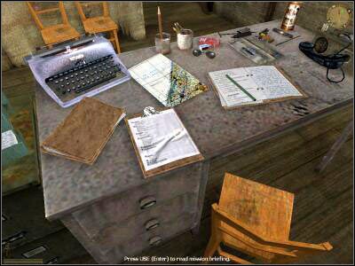 Podejdź do ukazanych na screenie akt i przeczytaj je - Day In Plei Ku cz.2 | Vietcong Fist Alpha - Vietcong: Fist Alpha - poradnik do gry