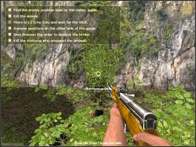 Na koniec zajmij się Charlie stojącymi po drugiej stronie przepaści (tu już będziesz musiał dobrze wycelować) - Hanging Bridge cz.4 | Vietcong Fist Alpha - Vietcong: Fist Alpha - poradnik do gry