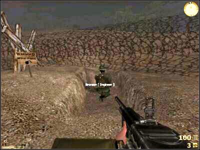 Biegnij w lewo cały czas trzymając się widocznych obok zasieków - Nui Pek Under Attack cz.3 | Vietcong Fist Alpha - Vietcong: Fist Alpha - poradnik do gry