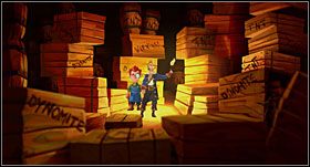 Wraz z Wallym znajdujesz się w prawie beznadziejnej sytuacji, czekając aż świeczka przepali linę, worek opadnie na miech, który wystrzeli kulę, która odbije się od patelni i tarcz, a następnie przebije zielony balonik co uruchomi mechanizm kołowrotu - [Część 3 - LeChucks Fortress] - cz. 2 - Monkey Island 2: LeChucks Revenge - poradnik do gry