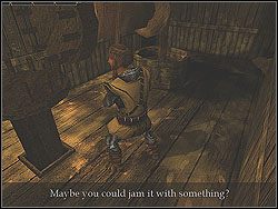 Przejdź dalej jedyną możliwą trasą pod schody, prowadzące do budynku i będąc w środku włóż ten pal w obracające się koła zębate - [Misja 7] The Harbour | Knights of the Temple Infernal Crusade - Knights of the Temple: Infernal Crusade - poradnik do gry