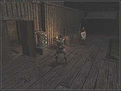 Za nimi natkniesz się na posąg - miejsce zapisu gry, oraz pilnującego przejścia oponenta - [Misja 7] The Harbour | Knights of the Temple Infernal Crusade - Knights of the Temple: Infernal Crusade - poradnik do gry