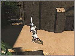 Przejdź następnie pod kratową bramę, zlokalizowaną w okolicy wielkiego drzewa i otwórz je nowo zdobytym kluczem - [Misja 8] Acre - The Ancien City | Knights of the Temple Infernal Crusade - Knights of the Temple: Infernal Crusade - poradnik do gry