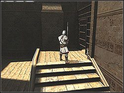 Skorzystaj z wąskiego przejścia pomiędzy budynkami, by przebić się przez strzegących go wojowników, aż do kratowej bramy - [Misja 10] Showdown in Acre, continued | Knights of the Temple Infernal Crusade - Knights of the Temple: Infernal Crusade - poradnik do gry