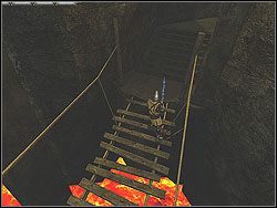 Ruszaj dalej, przez drewniany most do ciemniejszego przejścia w jaskiniach - [Misja 21] On the Edge of Abyss | Knights of the Temple Infernal Crusade - Knights of the Temple: Infernal Crusade - poradnik do gry