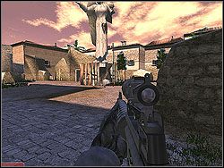 Stąd drzwiami wyjdziesz na przejście prowadzące na dziedziniec z posągiem anioła - Proud Flag - Opis (2) - Misja 5 - Tom Clancys Rainbow Six 3: Athena Sword - poradnik do gry