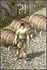 Podnieś beczkę, która stoi niedaleko handlarza i skieruj się na północny-zachód do Drakenden - Misje 91-94 | Akt III | Sacred - Sacred - poradnik do gry