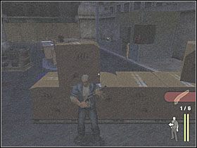 Skieruj się przed siebie (po drodze możesz wziąć Painkillers) i ustaw się za kontenerem - Graveyard Shift (1) | Scena 10 | Manhunt - Manhunt - poradnik do gry