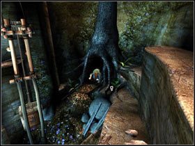 Ostrożnie zszedłem w dół, a następnie korytarzykiem dotarłem do niewielkiej komnaty, z czterema symbolami na ścianie - 05. Rozpadlina cz.3 | Uru Ages Beyond Myst - Uru: Ages Beyond Myst - poradnik do gry
