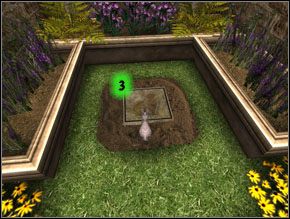 W następnej komnacie rzucamy czar na widoczny na przeciwległej ścianie gobelin z wizerunkiem królika, dzięki czemu otworzy się przejście do pomieszczenia z posążkiem tego zwierzęcia (4) i ciastkiem kociołkowym - Wyzwanie Lapifors-Draconifors (1) | Solucja Harry Potter i Więzień Azkabanu - Harry Potter i Więzień Azkabanu - poradnik do gry