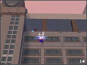 Potyczkę z bandytami rozpocznij od tych, znajdujących się na murze, nad główną bramą prowadzącą do kompleksu więziennego (#11) - [Misja 1] Oswobodzenie Rhino cz.2 | Spider-Man 2 The Game - Spider-Man 2: The Game - poradnik do gry