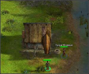 Na północny-wschód od miejsca, w którym stoi Ortah znajduje się chatka rybaka Tyrgara Brannona - 5.4 [ROZDZIAŁ 1] Liannon cz.3 | SpellForce Zakon Świtu - SpellForce: Zakon Świtu - poradnik do gry