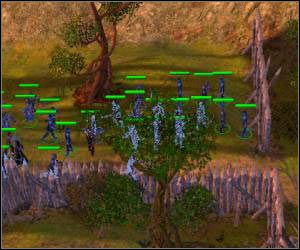 Po skończonych walkach zgrupuj wszystkie jednostki w jednym miejscu, najlepiej przy wschodnim wyjściu z obozu (screen) - 5.6 [ROZDZIAŁ 1] Leafshade cz.3 | SpellForce Zakon Świtu - SpellForce: Zakon Świtu - poradnik do gry
