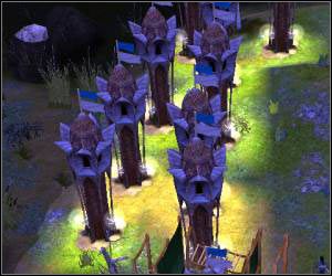 Jeden z głównych atutów elfów to możliwość budowania licznych wież strzelniczych - 5.7 [ROZDZIAŁ 1] The Shiel cz.3 | SpellForce Zakon Świtu - SpellForce: Zakon Świtu - poradnik do gry