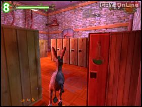 Biegnij dalej, poprzez kolejne lasery do wróżki wskazanej strzałką na obrazku [7] - [POZIOM 08] Escape The Factory cz.2 | Shrek 2 The Game - Shrek 2: The Game - poradnik do gry