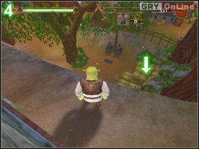 Zbierz monety i rozwal pokazaną na obrazku [3] skrzynkę-niespodziankę - [POZIOM 09] The Potion Fails cz.1 | Shrek 2 The Game - Shrek 2: The Game - poradnik do gry