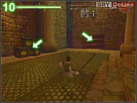 Gdy już dalej się dostaniesz, załatw dwóch rycerzy (druga i czwarta od lewej strzałka, obrazek [9] ) - [POZIOM 14] Shrek Escapes Prison cz.1 | Shrek 2 The Game - Shrek 2: The Game - poradnik do gry