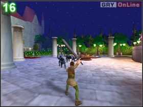 Gdy odbita kula trafi we wróżkę, szybko zbliż się do stołu (obrazek [15] ) (ważne - [POZIOM 16] The Final Battle cz.2 | Shrek 2 The Game - Shrek 2: The Game - poradnik do gry