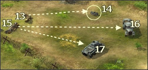 Zajmujemy wygodną pozycję przy karabinie [13] i niszczymy nim motocykl [14] - Trening 1 - Strzelnica - Soldiers: Ludzie Honoru - poradnik do gry