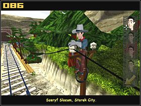 Przy pomocy pasa (84) wdrap się na pocztę (polonizatorzy mieli chyba na myśli słup - Jak wyciągnąć z więzienia Toma? cz.1 | Fenimore Fillmore The Westerner - Fenimore Fillmore: The Westerner - poradnik do gry