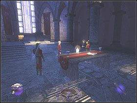 Podejdź do nich i zabierz ze znajdującego się tam stolika dwa diamentowe puchary (2x 150, 12%) oraz przeczytaj leżącą tam notatkę - St. Edgars Eve [Opis 1] | Misja 2 | Thief Deadly Shadows - Thief: Deadly Shadows - poradnik do gry