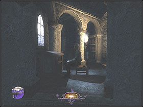 Przejdź do głównej, okrągłej sali z balkonem z którego rozpościera się widok na niższe piętra - Dzień trzeci [Opis 3] | Miasto | Thief Deadly Shadows - Thief: Deadly Shadows - poradnik do gry