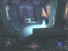 Wejdź wtedy do brodzika i zabierz rubinowy puchar (100, 60%), leżący na krześle oraz wodną strzałę, znajdującą się również w wodzie przy niebieskiej pochodni - The Sunken Citadel [Opis 4] | Misja 5 | Thief Deadly Shadows - Thief: Deadly Shadows - poradnik do gry