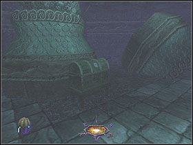 Druga skrzynia jest za tronem pod sama ścianą, w jej wnętrzu znajdziesz dwie sztuki srebrnych monet (2x 50, 95%) oraz klejnoty (200, 100%) - The Sunken Citadel [Opis 5] | Misja 5 | Thief Deadly Shadows - Thief: Deadly Shadows - poradnik do gry