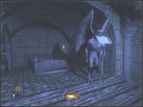 Wróć ponownie przez główne pomieszczenie pod schody w okolicę miejsca startu i otwórz po raz drugi drzwi oznaczone jako Hall of Statues - Of Bretren... and Byetrayers [Opis 5] | Misja 7 - Thief: Deadly Shadows - poradnik do gry