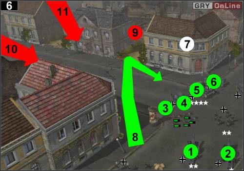 Ustaw działa w [1] i [2], czołgi postaw w [3], [4], [5] i [6] - [Niemcy] Misja 3 [Opis 2] w Codename Panzers - Faza Pierwsza - Codename: Panzers - Faza Pierwsza - poradnik do gry