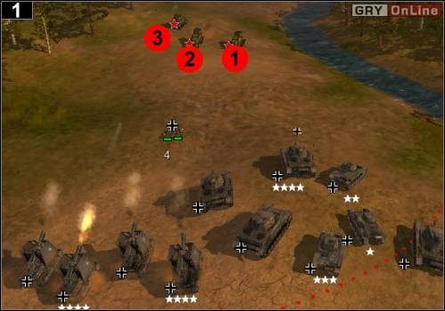 Ustaw w linii wojsko tak, jak pokazuje to powyższy obrazek - [Niemcy] Misja 7 [Opis 1] w Codename Panzers - Faza Pierwsza - Codename: Panzers - Faza Pierwsza - poradnik do gry