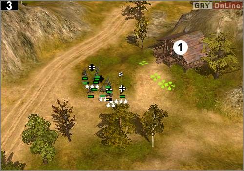 Wbiegnie on do domku pokazanym na obrazku powyżej - [Niemcy] Misja 9 [Opis 1] w Codename Panzers - Faza Pierwsza - Codename: Panzers - Faza Pierwsza - poradnik do gry