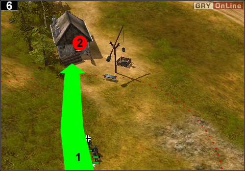 W domku pokazanym na obrazku w [2] są żołnierze przeciwnika i będą w ciebie strzelać przez okno - [Niemcy] Misja 9 [Opis 2] w Codename Panzers - Faza Pierwsza - Codename: Panzers - Faza Pierwsza - poradnik do gry