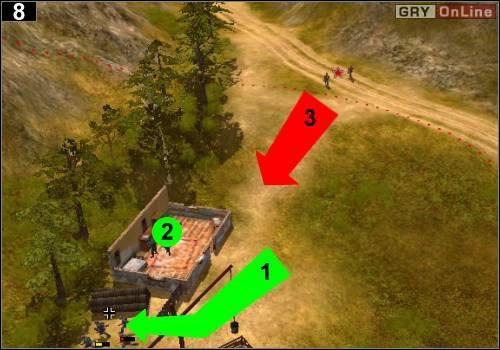 Na obrazku #7 w [2] i [3] są żołnierze przeciwnika - [Niemcy] Misja 9 [Opis 3] w Codename Panzers - Faza Pierwsza - Codename: Panzers - Faza Pierwsza - poradnik do gry