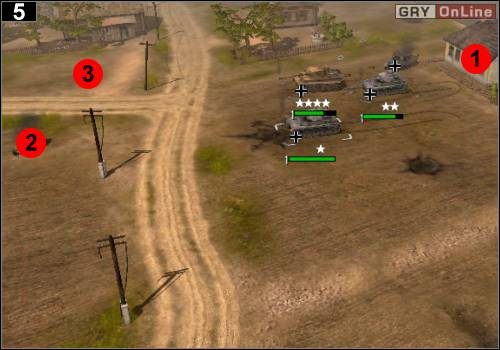 Wybierz trzy najsilniejsze czołgi oraz ciężarówki naprawcze i jedź do miejsca pokazanego na obrazku (posłuż się mapą, by wiedzieć, gdzie to dokładnie jest) - [Niemcy] Misja 11 [Opis 2] w Codename Panzers - Faza Pierwsza - Codename: Panzers - Faza Pierwsza - poradnik do gry