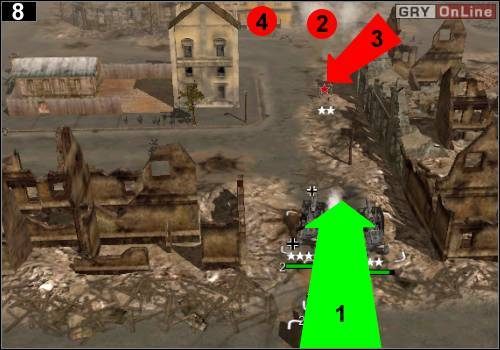 Jedź działami jak pokazuje to strzałka [1] - [Niemcy] Misja 11 [Opis 3] w Codename Panzers - Faza Pierwsza - Codename: Panzers - Faza Pierwsza - poradnik do gry