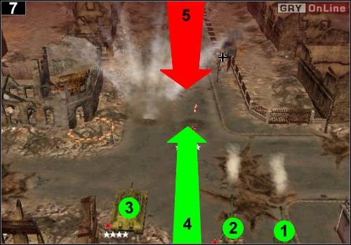 Zrób to w [1] i [2], czołg postaw w [3] - [Rosja] Misja 3 [Opis 3] w Codename Panzers - Faza Pierwsza - Codename: Panzers - Faza Pierwsza - poradnik do gry