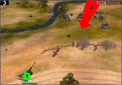 Kolejny atak nastąpi właśnie z prawej strony, postaw działa w okolicy [1] - [Rosja] Misja 4 [Opis 1] w Codename Panzers - Faza Pierwsza - Codename: Panzers - Faza Pierwsza - poradnik do gry